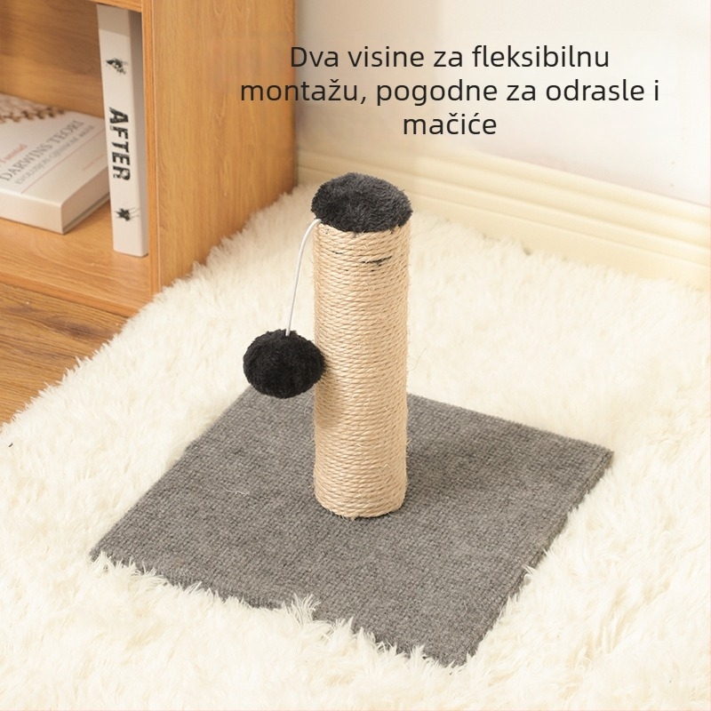 Sisal ploča za grebanje mačaka s vertikalnim stupom, otporna na habanje, uklonjivi stupac, minimalistički stil, pakiranje 1 kom