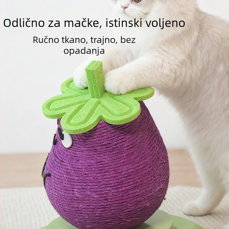 Vertikalna grebalica za mačke od drveta i sizala, crtić stil, težina 1,55 kg