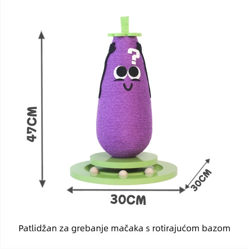 Vertikalna grebalica za mačke od drveta i sizala, crtić stil, težina 1,55 kg