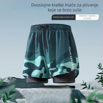 Muške brze suše kupaće šorceve Manlisan, opušteni kroj, glavni materijal poliester 85%/15% spandex, podstava 95% poliester/5% spandex
