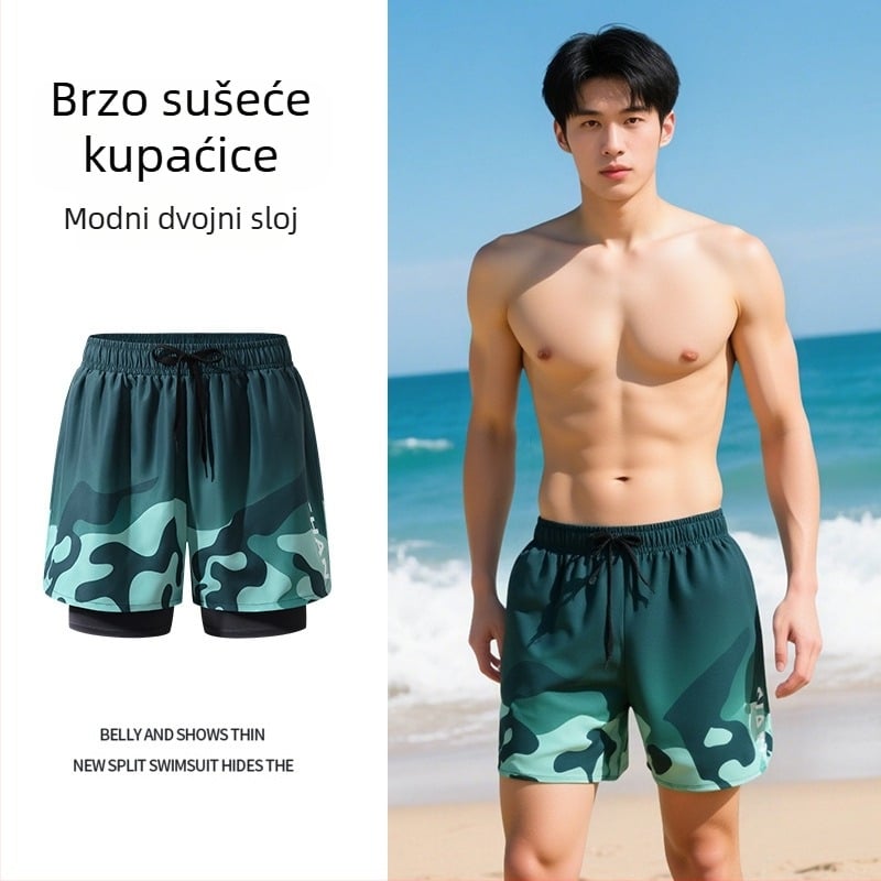 Muške brze suše kupaće šorceve Manlisan, opušteni kroj, glavni materijal poliester 85%/15% spandex, podstava 95% poliester/5% spandex