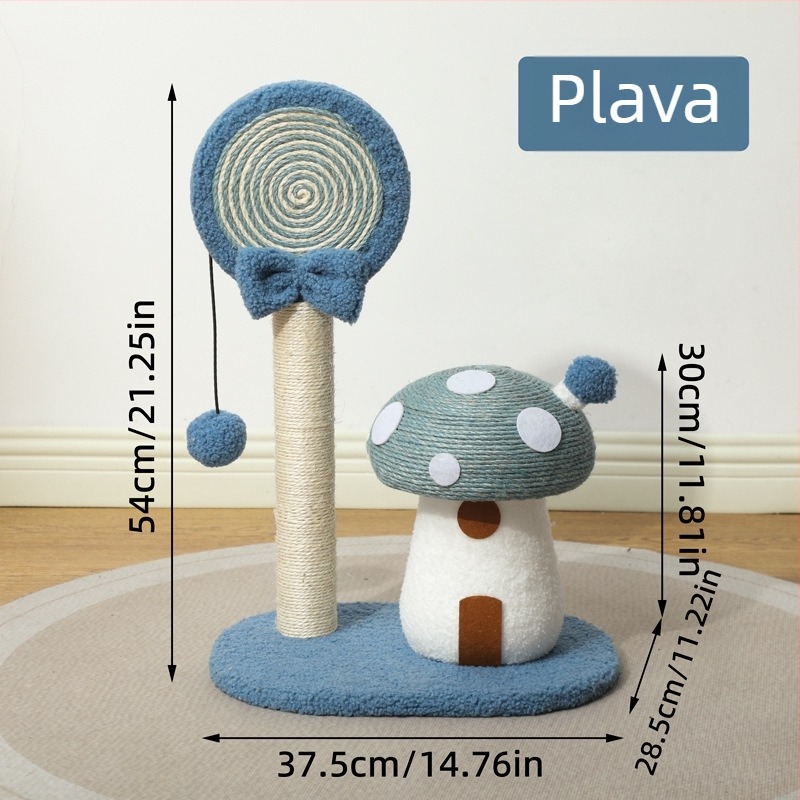 Sisal mačji grebental s crvenom gljivicom na vrhu, zaštita kauča, mali penjački stalak, 1 paket, stil Lovable Wind, za Japan i Koreju