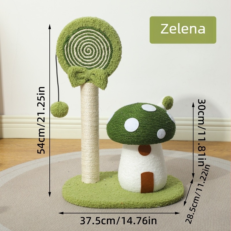 Sisal mačji grebental s crvenom gljivicom na vrhu, zaštita kauča, mali penjački stalak, 1 paket, stil Lovable Wind, za Japan i Koreju