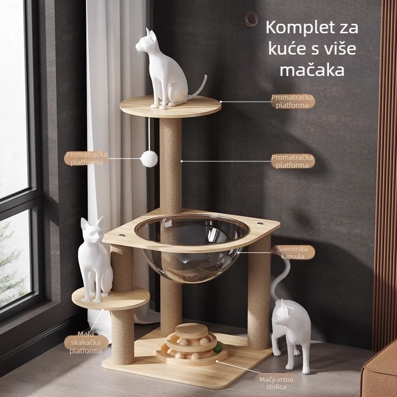 Mačji stablo u obliku svemirske kapsule, s integriranim penjačkim nosačem i gnijezdom (Materijal: Drugo; Stil: Minimalistički; Značka: Nothing)