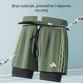 Muške kupaće gaće s dvostrukim slojem, brzo se suše, 100% poliester, podstava 90% poliester, jednobojni uzorak
