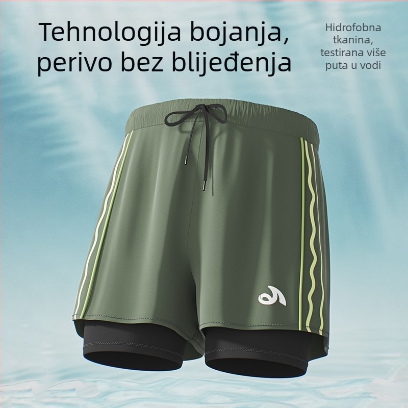 Muške kupaće gaće s dvostrukim slojem, brzo se suše, 100% poliester, podstava 90% poliester, jednobojni uzorak