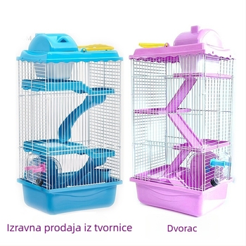 Kavez za hrčke sa zamkom, troetažni, kvadratnog oblika, plastični, odvojiva i prozračna, za unutarnju i vanjsku upotrebu