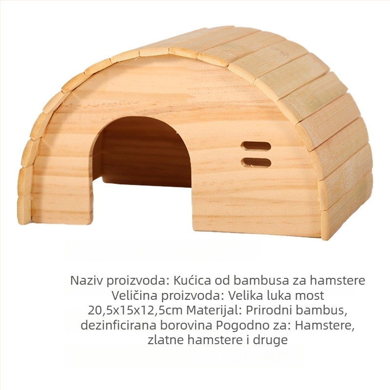 Drvena kućica za hamster, sklonište, bez dna, otporna na grizenje, čvrsta