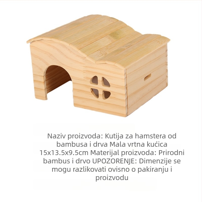 Drvena kućica za hamster, sklonište, bez dna, otporna na grizenje, čvrsta