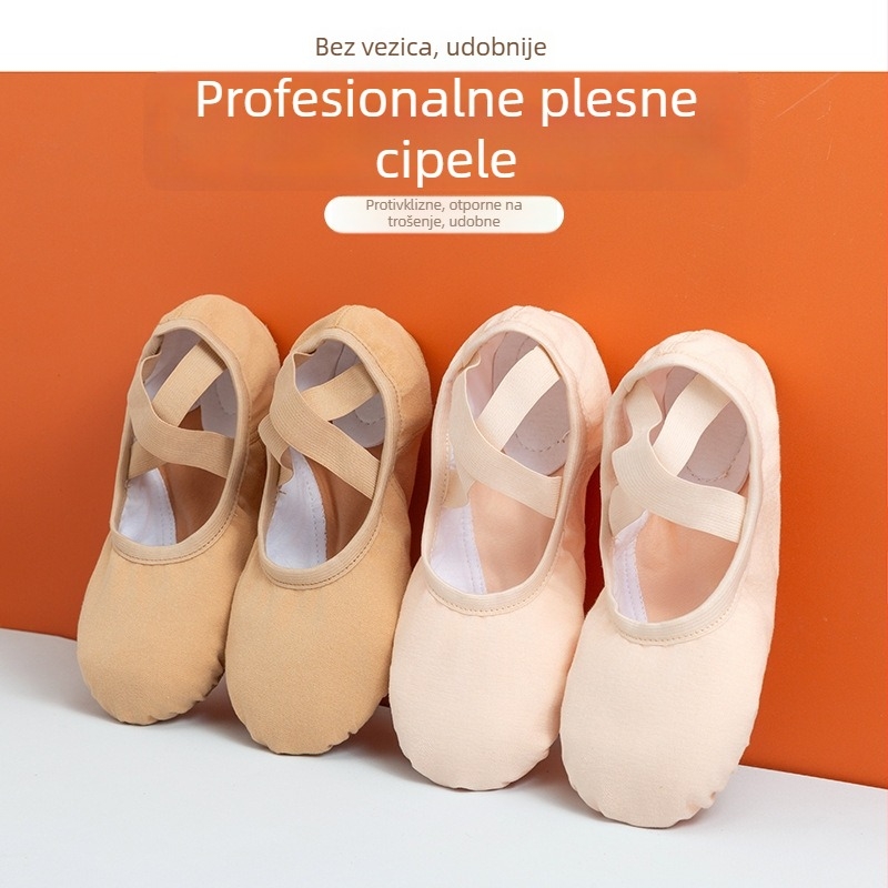 Unisex plesne cipele s kožnom potplatom, bez vezica, prozračne, lagane, za balet, moderne i latino ples za odrasle
