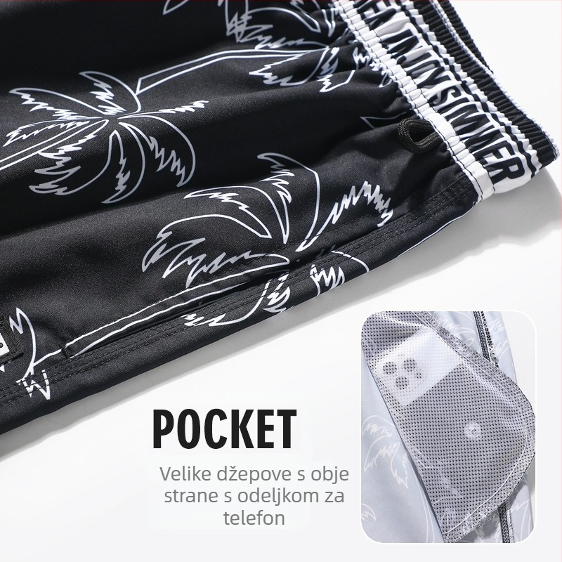 Gailang muške plažne šorceve, casual stil, poliester materijal, 100% poliester, proljeće 2025