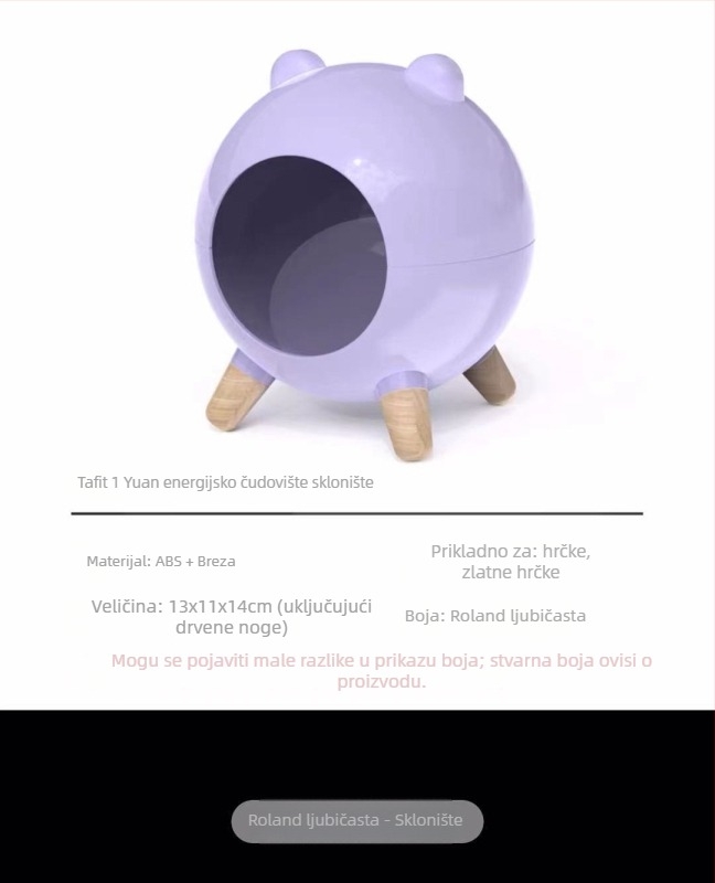 Hamster gnijezdo-skrivalište, plastično sklonište za hrčke; nije uvoz; marka: It is suitable