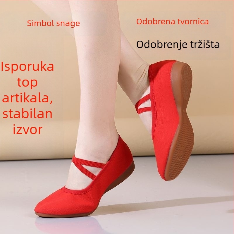 Cipele za ples s ravnim do srednjeg peta, gumom potplatom, gornji dio od platna