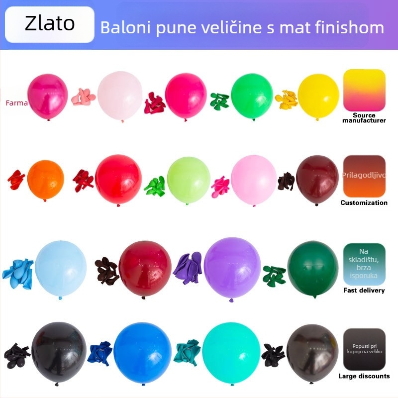 Lateks baloni, mat završna obrada, okrugli oblik — Brand Jinyao; Materijal: lateks; Vrsta balona: lateks balon