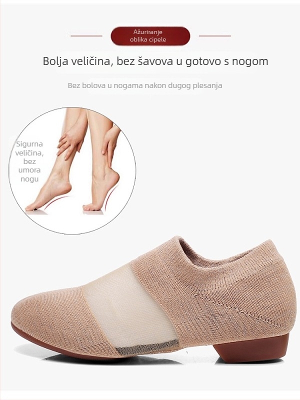 Ženske plesne cipele s mrežastim gornjim dijelom i gumom na potplatu, prozračne za balet i moderni ples — Purple Rice Snow