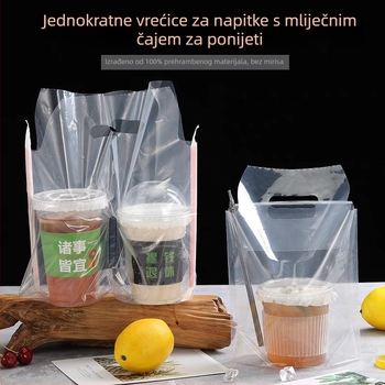 Prozirne vrećice od mekog filma za napitke za dostavu — debljina 8 silk, kapacitet do 1000 ml, jednokratne s ručkama, dnevna proizvodnja 200000