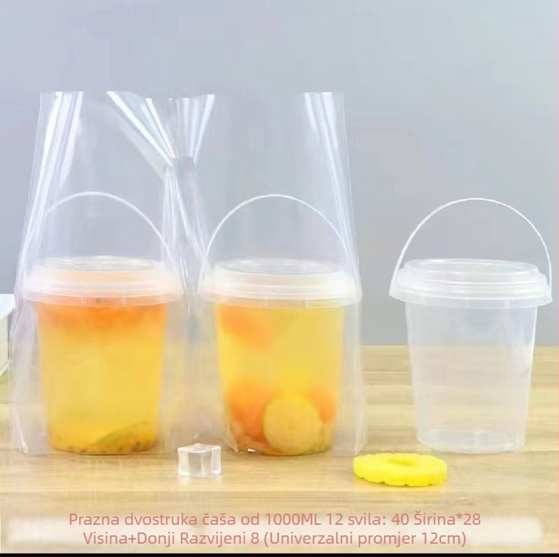 Prozirne vrećice od mekog filma za napitke za dostavu — debljina 8 silk, kapacitet do 1000 ml, jednokratne s ručkama, dnevna proizvodnja 200000