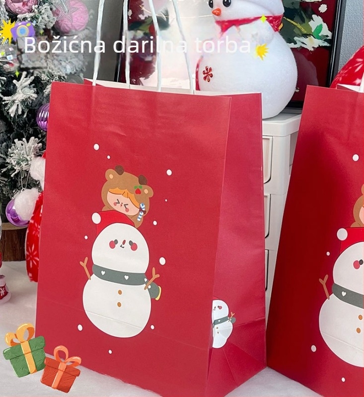 Božićna poklon torba, kraft papir/bijeli karton, offset tisak, minimalistički stil, Keyoujia