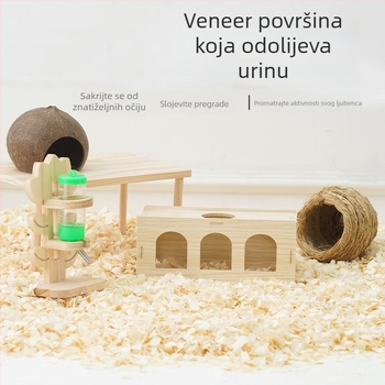 Komplet tunela za hamstere s utočištem, platformom i ljestvama – kućica od višeslojnih ploča, za sve sezone
