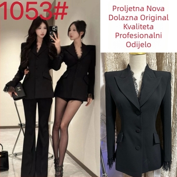 Ženski kostim sako i hlače, polo ovratnik, rukav princeze, poliester 70–80%, stil Royal Sister Wind