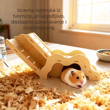 Drveno skrivalište za hrčka s vidljivim tunelom, odijeljivi tunel, prenosno, prozračeno