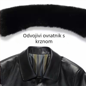 Muška PU kožna jakna s reverom, duga, jednoredno kopčanje