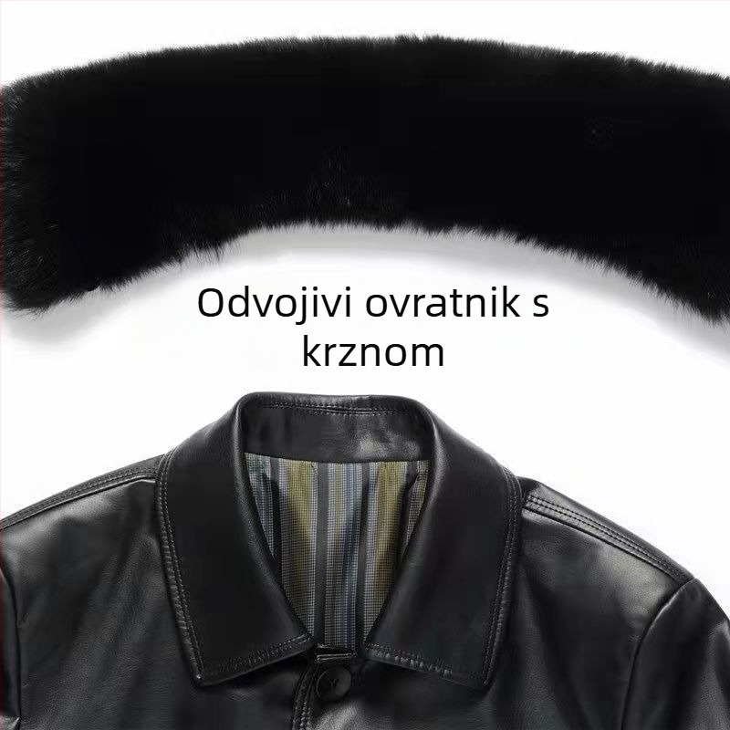 Muška PU kožna jakna s reverom, duga, jednoredno kopčanje