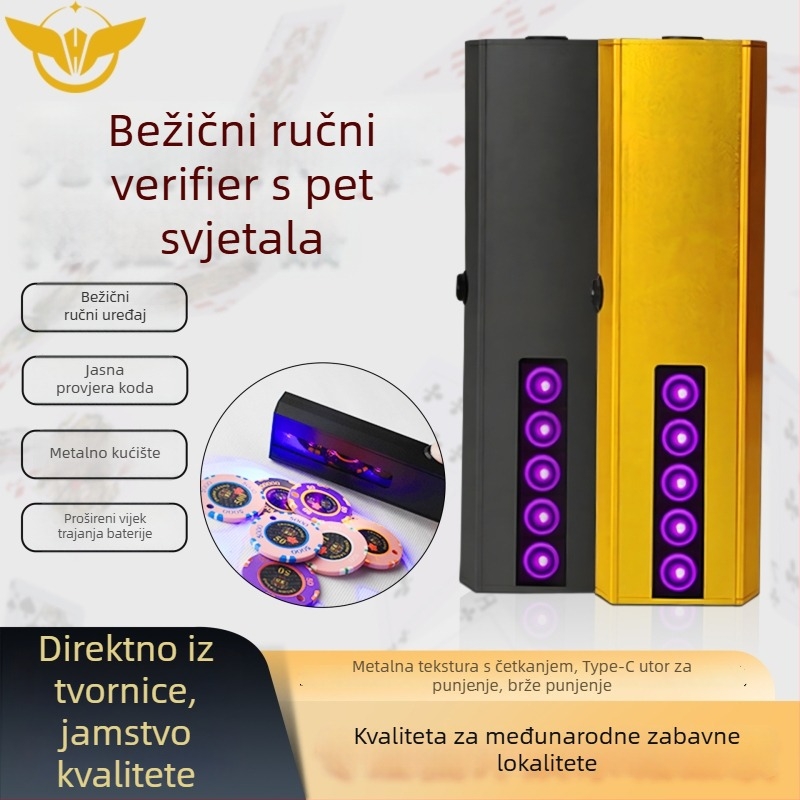 Ručni UV uređaj za provjeru čipova, 5 LED, aluminijsko kućište