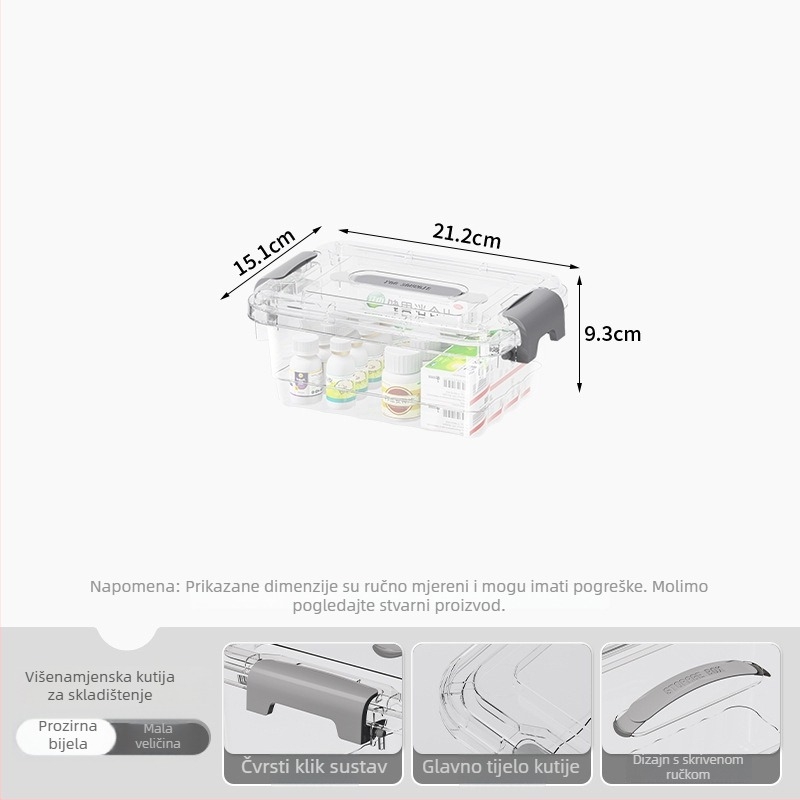 Prozirna PP kutija za skladištenje, ručna drška, zatvaranje klikom, modeli JLSD01/02/03/04