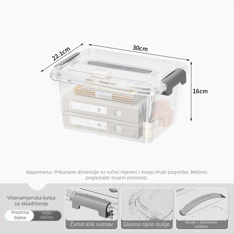 Prozirna PP kutija za skladištenje, ručna drška, zatvaranje klikom, modeli JLSD01/02/03/04