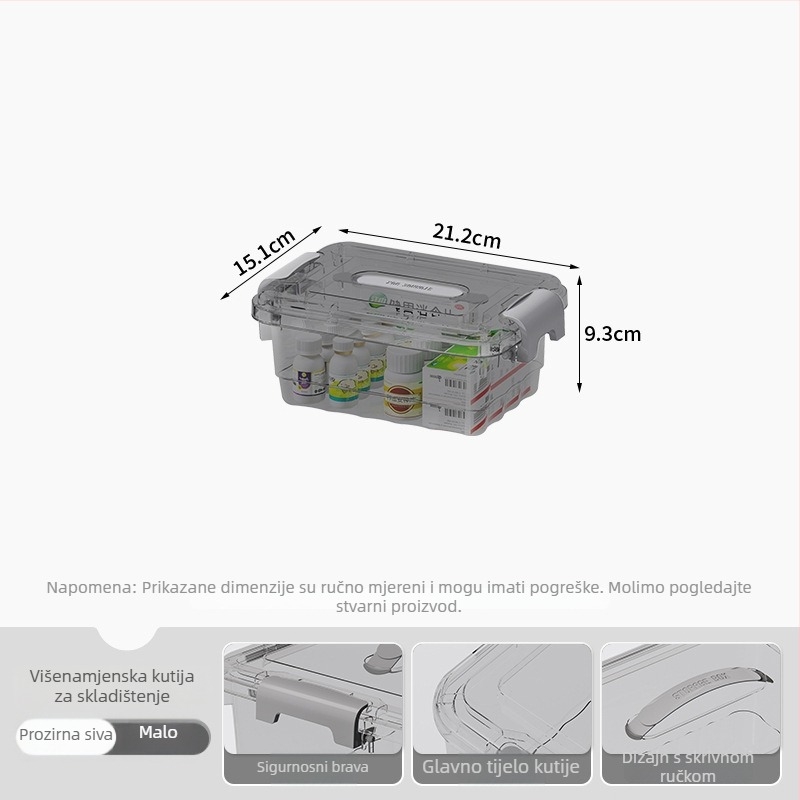 Prozirna PP kutija za skladištenje, ručna drška, zatvaranje klikom, modeli JLSD01/02/03/04