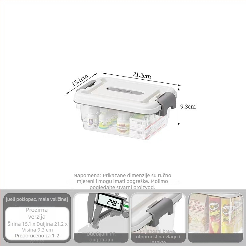 Prozirna PP kutija za skladištenje, ručna drška, zatvaranje klikom, modeli JLSD01/02/03/04