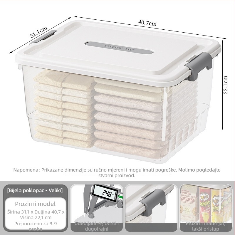 Prozirna PP kutija za skladištenje, ručna drška, zatvaranje klikom, modeli JLSD01/02/03/04