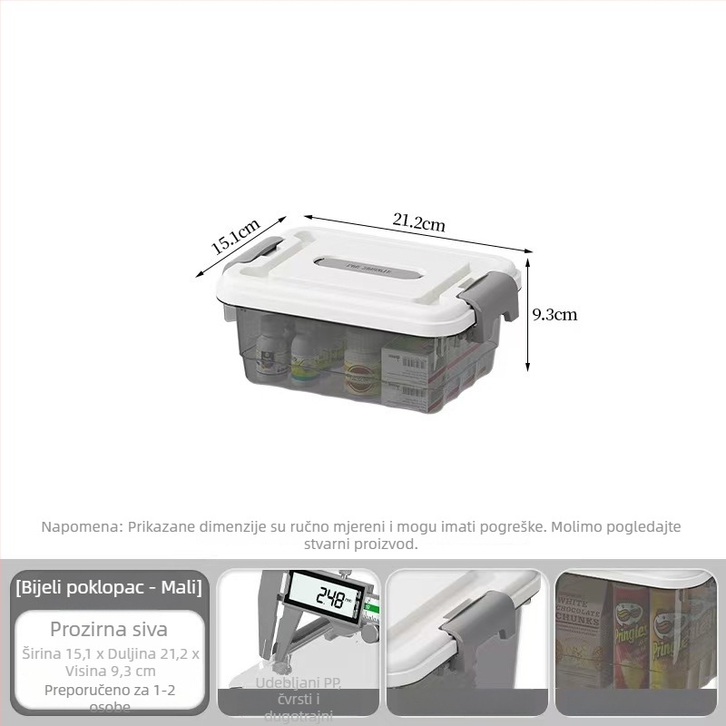 Prozirna PP kutija za skladištenje, ručna drška, zatvaranje klikom, modeli JLSD01/02/03/04