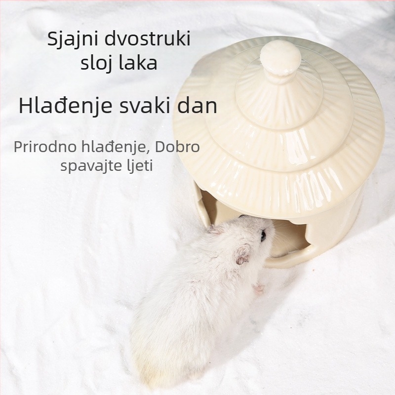 Keramičko gnijezdo-dvorac za hamster, okrugli oblik, vodootporan, crtani stil