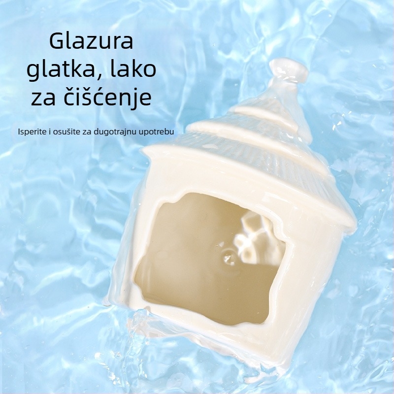 Keramičko gnijezdo-dvorac za hamster, okrugli oblik, vodootporan, crtani stil