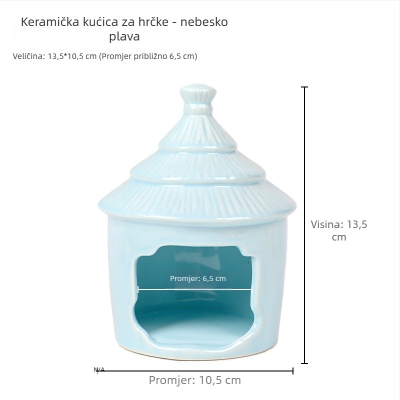 Keramičko gnijezdo-dvorac za hamster, okrugli oblik, vodootporan, crtani stil