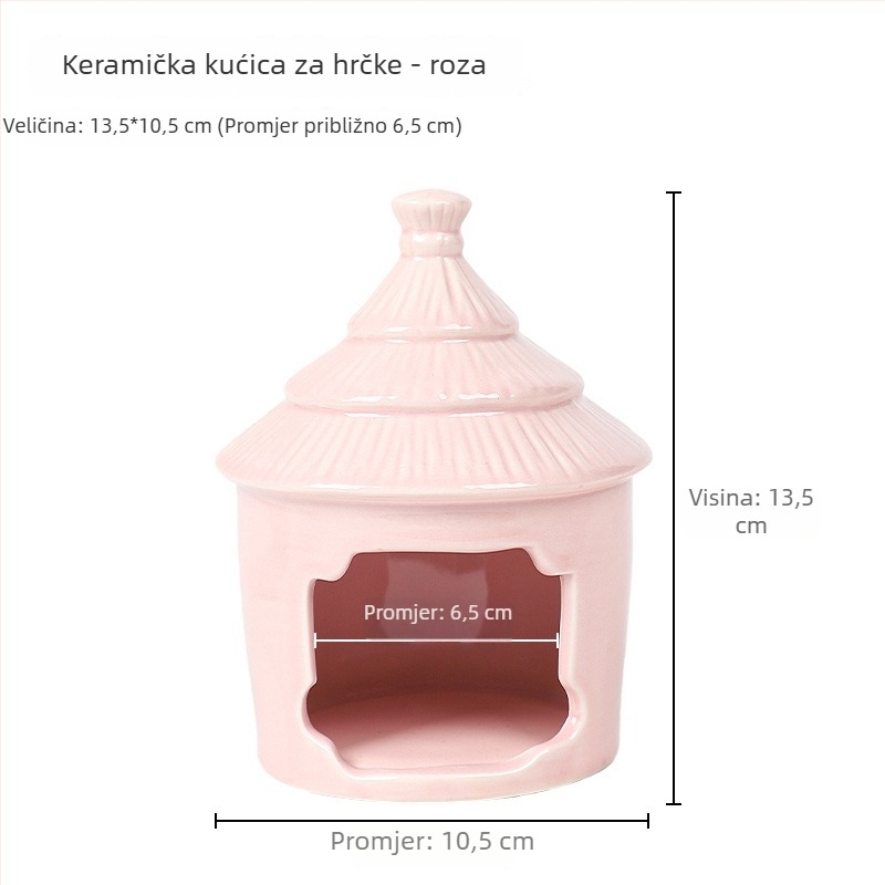 Keramičko gnijezdo-dvorac za hamster, okrugli oblik, vodootporan, crtani stil