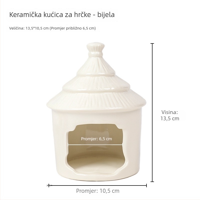 Keramičko gnijezdo-dvorac za hamster, okrugli oblik, vodootporan, crtani stil