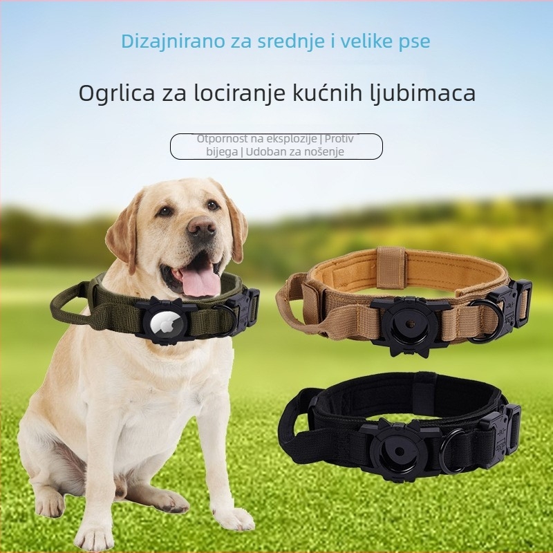 Taktički AirTag ovratnik – zaštitna futrola za pse | Denim | Monohromatski uzorak | Pogodno za sve sezone | Licencirani privatni brend