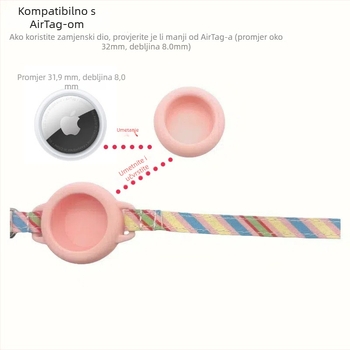 Ovratnik za mačke s AirTag praćenjem, karikaturni uzorak, umjetna koža, za mačke, ležerni stil, pogodan za sve godišnje doba