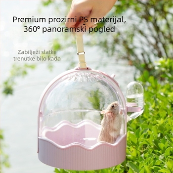 Prijenosna kutija za hamstera za putovanja – plastična, okruglog oblika, pogodna za unutarnju i vanjsku upotrebu