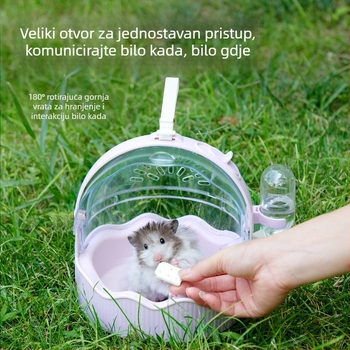 Prijenosna kutija za hamstera za putovanja – plastična, okruglog oblika, pogodna za unutarnju i vanjsku upotrebu