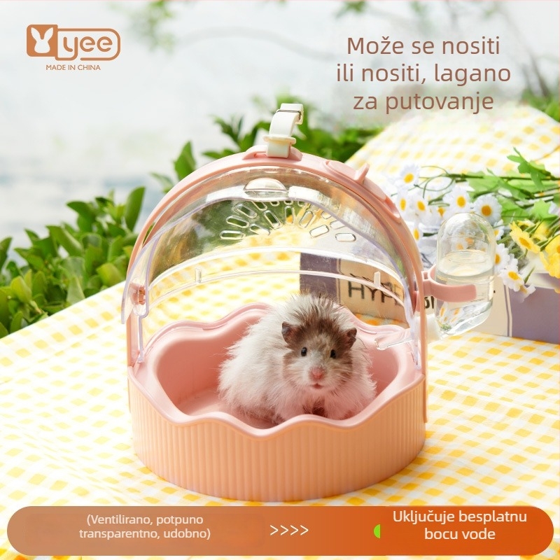 Prijenosna kutija za hamstera za putovanja – plastična, okruglog oblika, pogodna za unutarnju i vanjsku upotrebu
