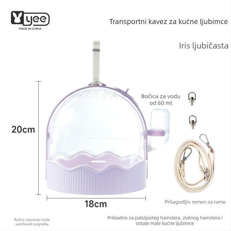 Prijenosna kutija za hamstera za putovanja – plastična, okruglog oblika, pogodna za unutarnju i vanjsku upotrebu