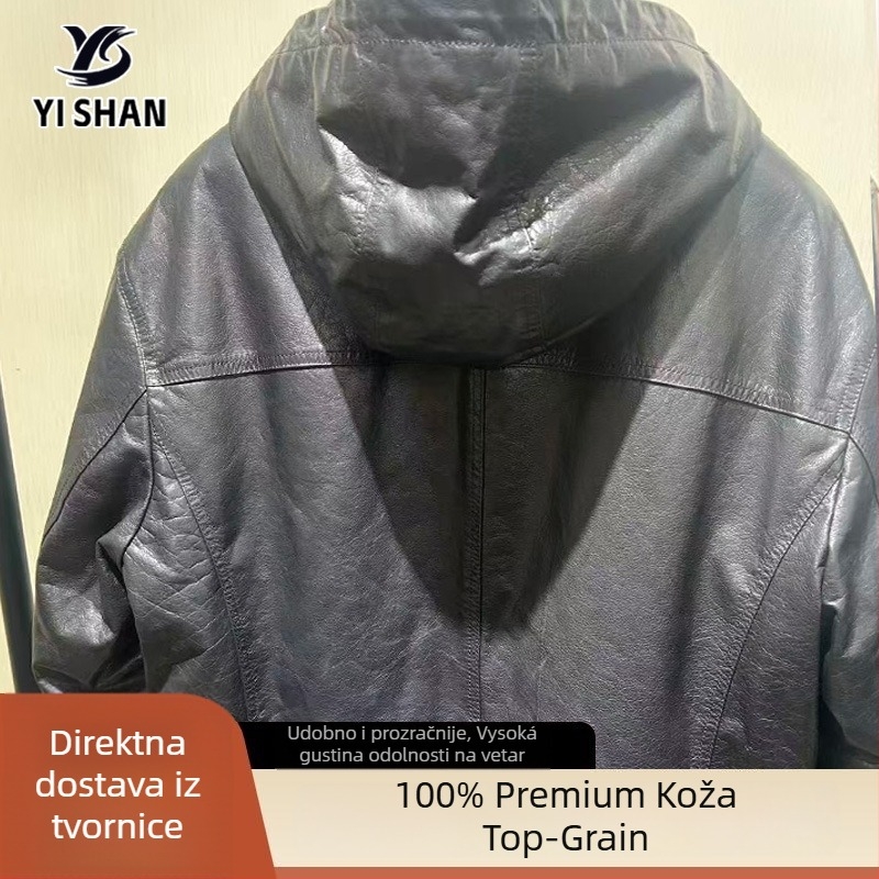 Muška kožna jakna od nubuka bivolske kože, zatvarač, ovratnik s reverom, podstava 100% poliester, bez kapulje, korejski stil, jesen 2023