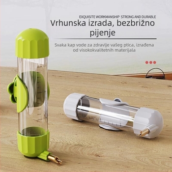 Posuda za vodu i hranilica za ptice – automatsko napajanje papiga i malih ptica, sustav bočice tipa pin, materijali PS/ABS/metala