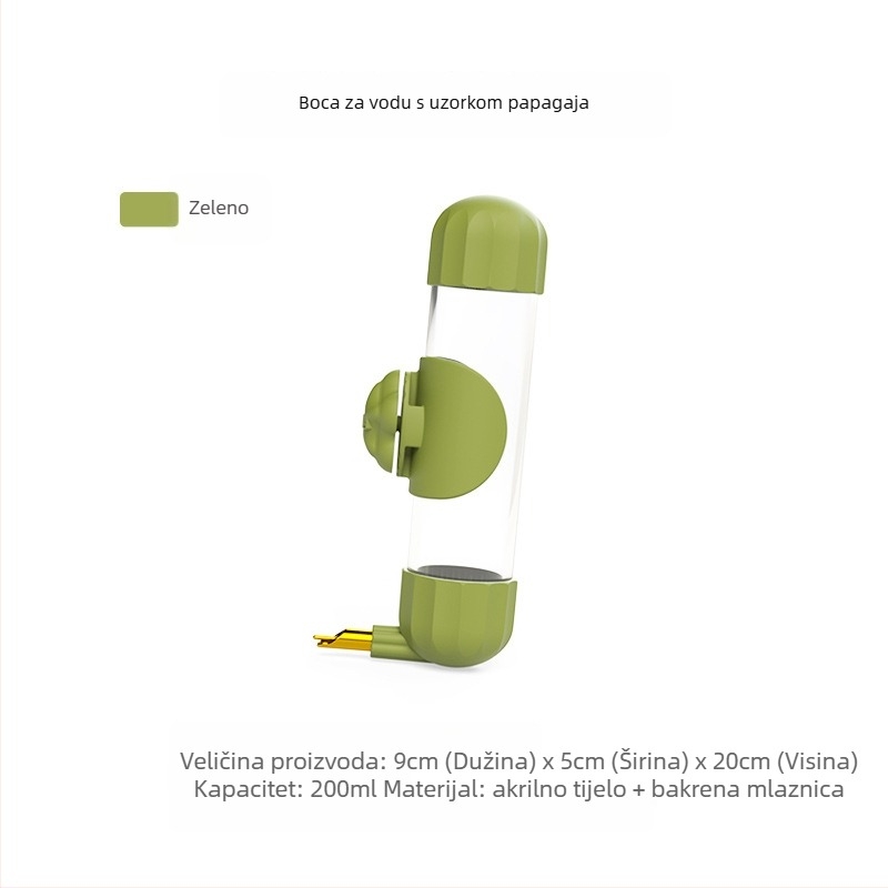 Posuda za vodu i hranilica za ptice – automatsko napajanje papiga i malih ptica, sustav bočice tipa pin, materijali PS/ABS/metala