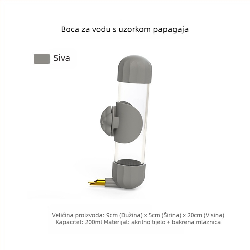 Posuda za vodu i hranilica za ptice – automatsko napajanje papiga i malih ptica, sustav bočice tipa pin, materijali PS/ABS/metala