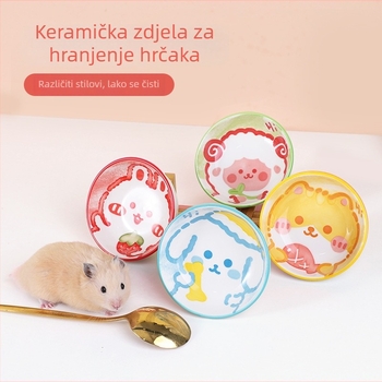 Hamster keramička zdjela – ručno oslikana, zdjela za hranu i vodu za mala životinja (Materijal: keramika; Kategorija: pribor za kućne ljubimce; Uvoz: Ne; Značka: Ostalo)